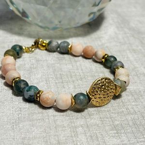 Sunstone & Moss Agate Handcrafted Bracelet